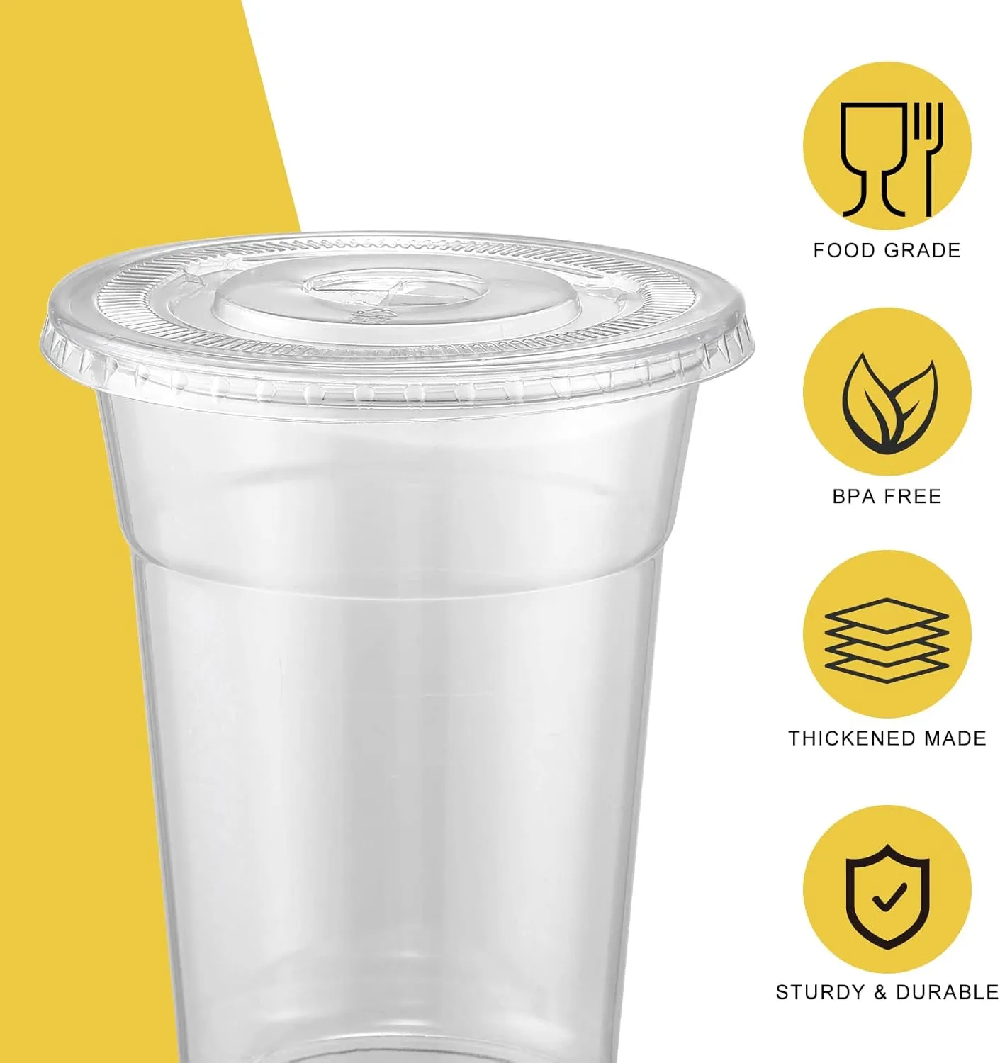 VITEVER [100 Sets - 16oz] Clear Plastic Cups with Lids and Straws, Disposable Iced Coffee Cups for Smoothie, Milkshake, Cold Drinks - BPA free