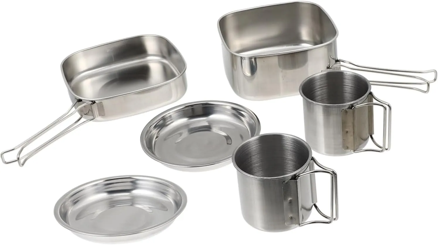 VOSAREA Cookware Set for Camping Picnic 6-Piece Portable Outdoor Cooking Pot Frying Pan Cups Easy to Clean