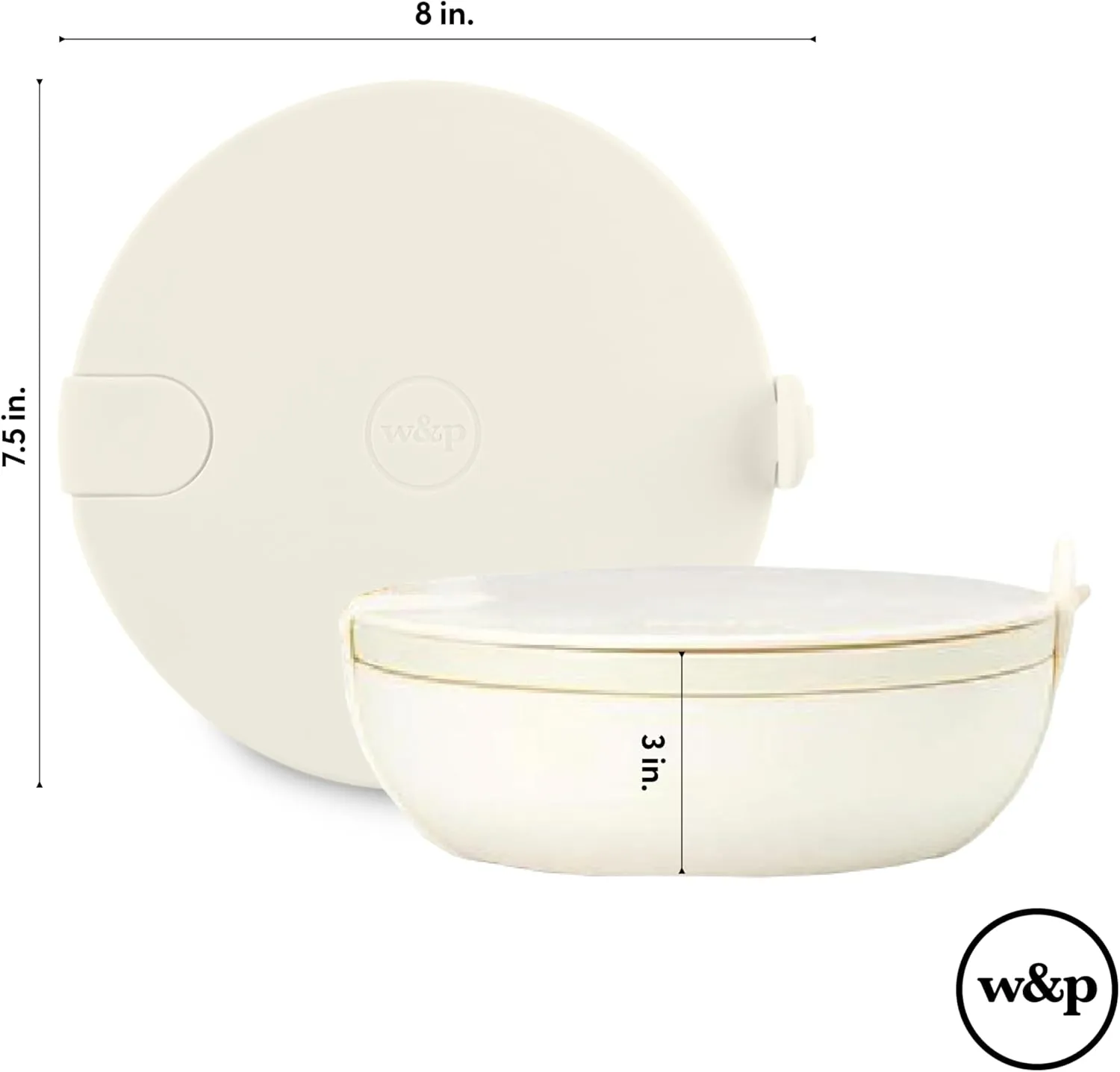 W&P Porter Bowl Lunch Container w/ Protective Non-slip Exterior, Blush 1 Liter | Lid & Snap-tight Silicone Strap | Food Storage, Bento Box, Meal Prep | BPA-Free Ceramic