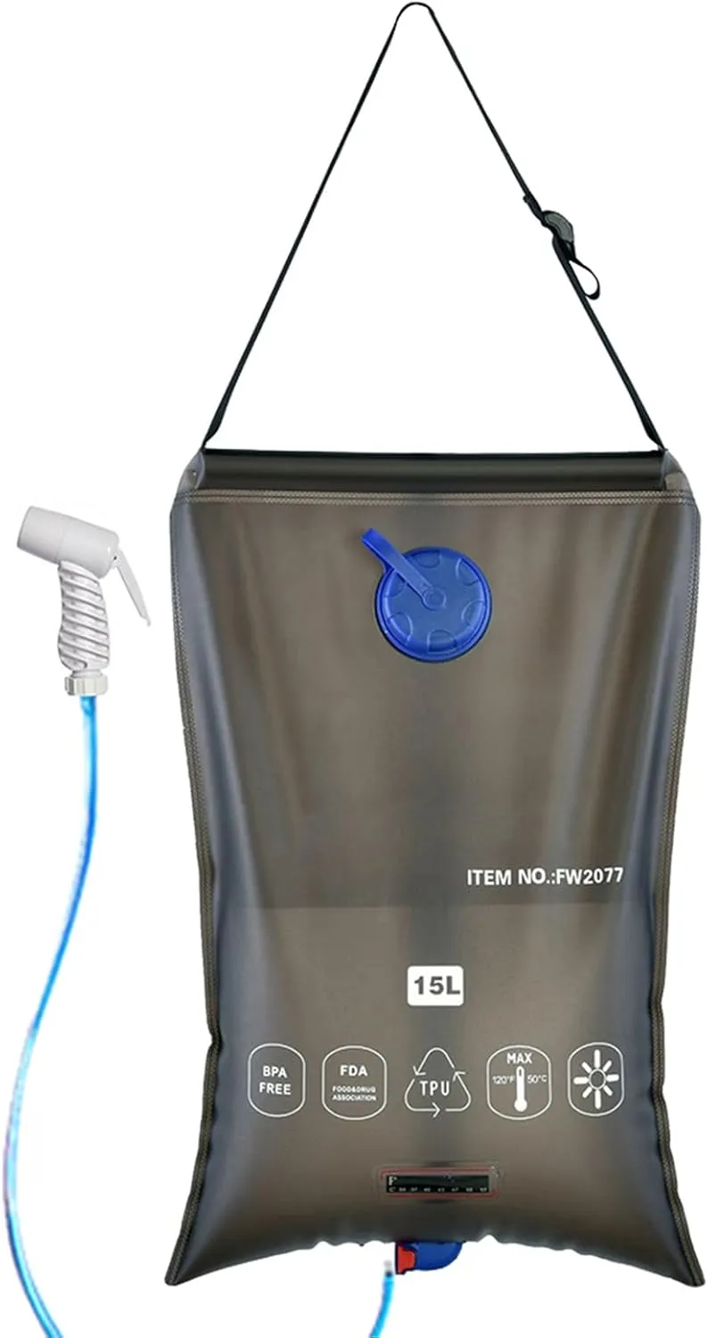 Water Bag Collapsible Water Container 15L Portable Camping Shower Bag Water Bag for Outdoor