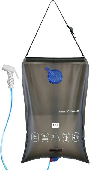 Water Bag Collapsible Water Container 15L Portable Camping Shower Bag Water Bag for Outdoor