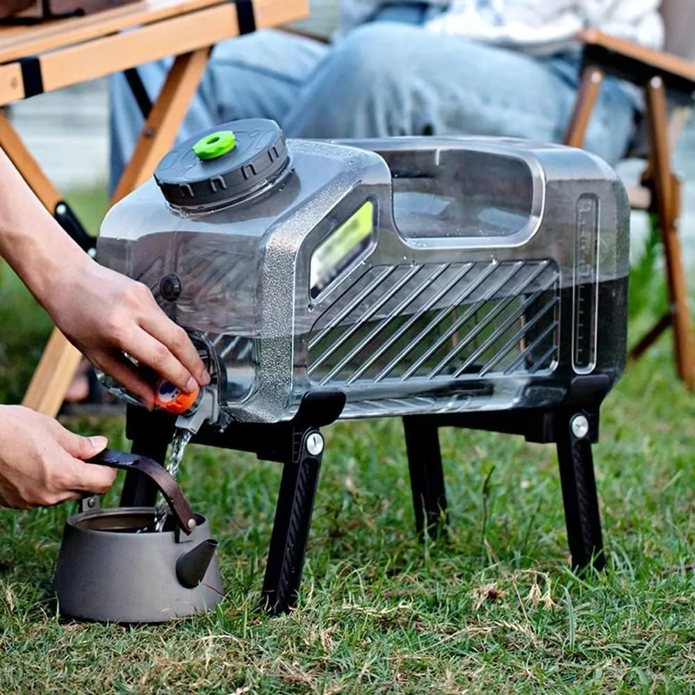 Water Container with Spigot and Wheels, Camping Water Container, Water Storage Carrier Portable Bucket for Camping Hiking Picnic BBQ (Gray : Gray, Size : 15L)