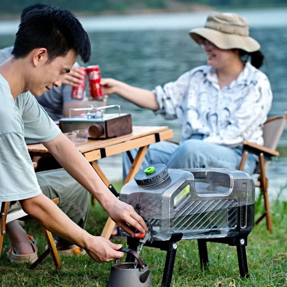Water Container with Spigot and Wheels, Camping Water Container, Water Storage Carrier Portable Bucket for Camping Hiking Picnic BBQ (Gray : Gray, Size : 15L)