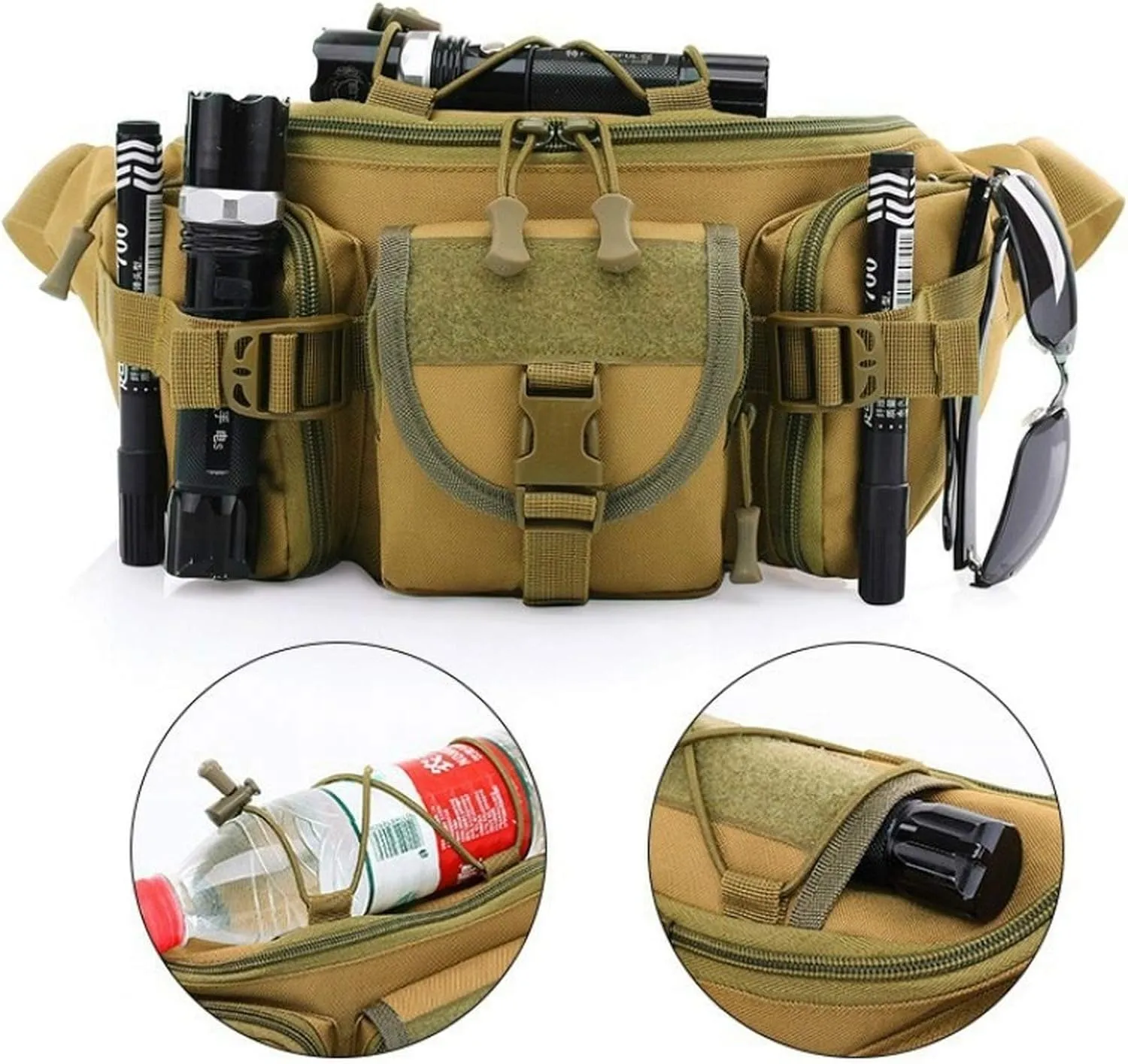 Water Resistant Tactical Waist Pack Bag Military Fanny Packs Hip Belt Bag Pouch for Hiking Climbing Outdoor Bumbag