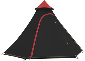 Waterproof Camping Pyramid Teepee Tent Adult Tent Waterproof Double Layers Indian Tent Yurt Tent Tower Post Bell Tent for Outdoor Family Trip, Black