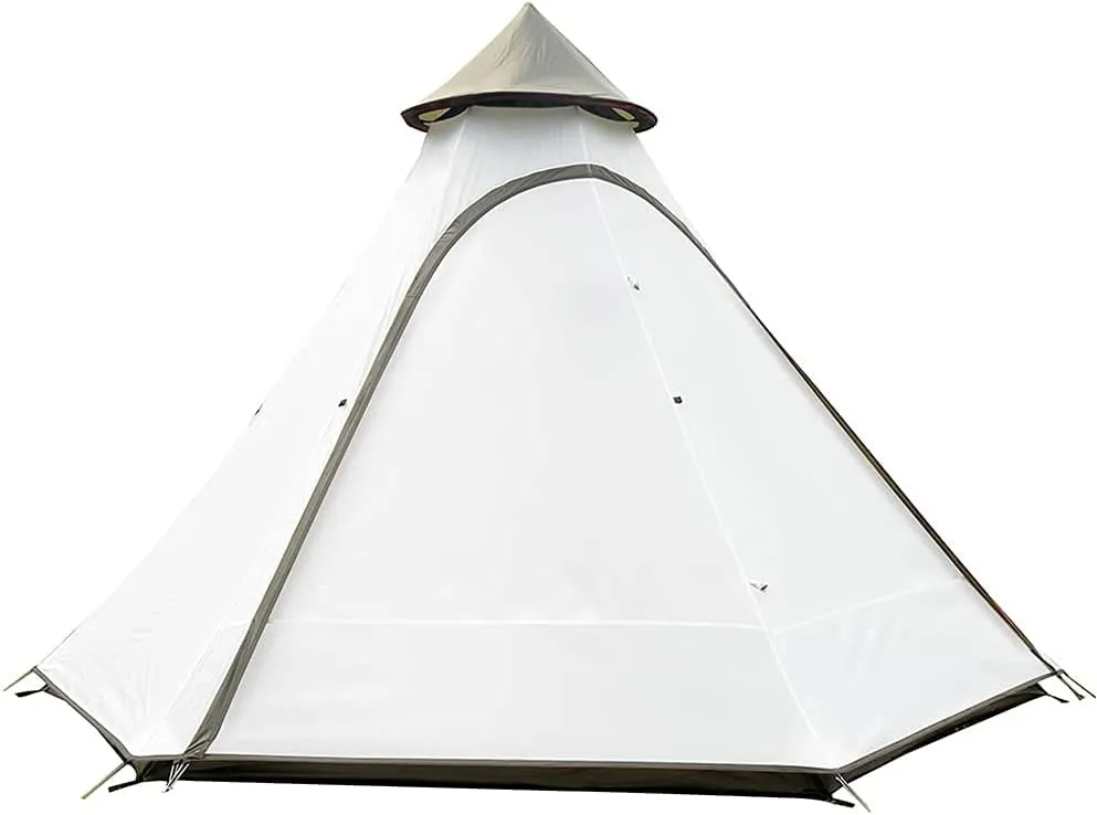 Waterproof Camping Pyramid Teepee Tent Adult Tipi Tent Waterproof Double Layers Indian Tent Yurt Tent Tower Post Bell Tent for Outdoor Family Trip