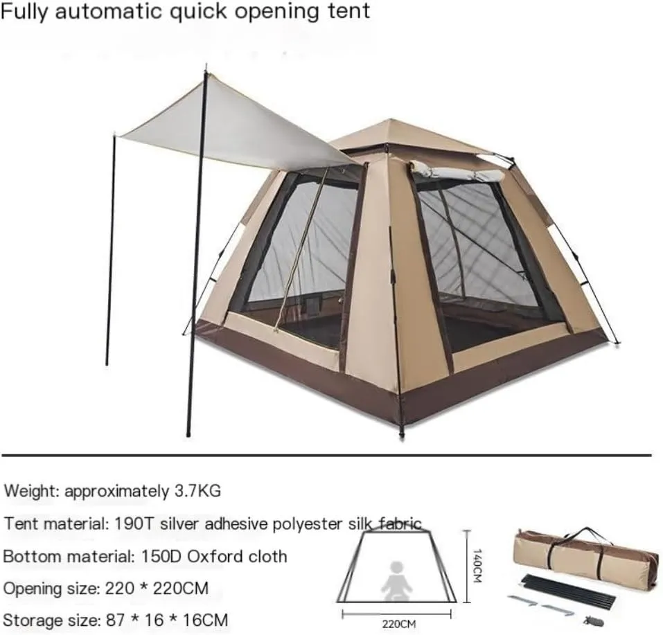 Weatherproof Tents Tent Outdoor Camping Windproof Tent Camping Fully Automatic Double Layer Tent Outdoor Portable Awning Camping and Hiking Tents