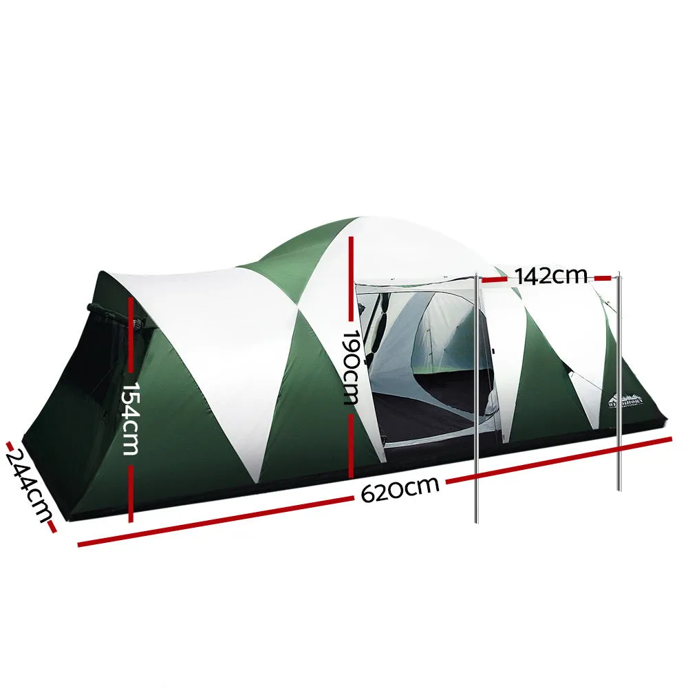 Weisshorn Family Camping Tent 12 Person Hiking Beach Tents (3 Rooms) Green-TAS_Rural