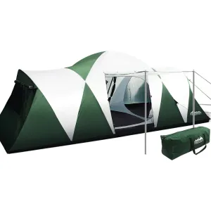 Weisshorn Family Camping Tent 12 Person Hiking Beach Tents (3 Rooms) Green-TAS_Rural