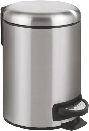 WENKO Small Trash Can with Lid and Pedal, Bathroom Garbage Can, Trash Bin with Removable Inner Bucket, Stainless Steel, Easy Close, 0.79 Gal, 9.84 x 8.86 x 6.69 in., Silver