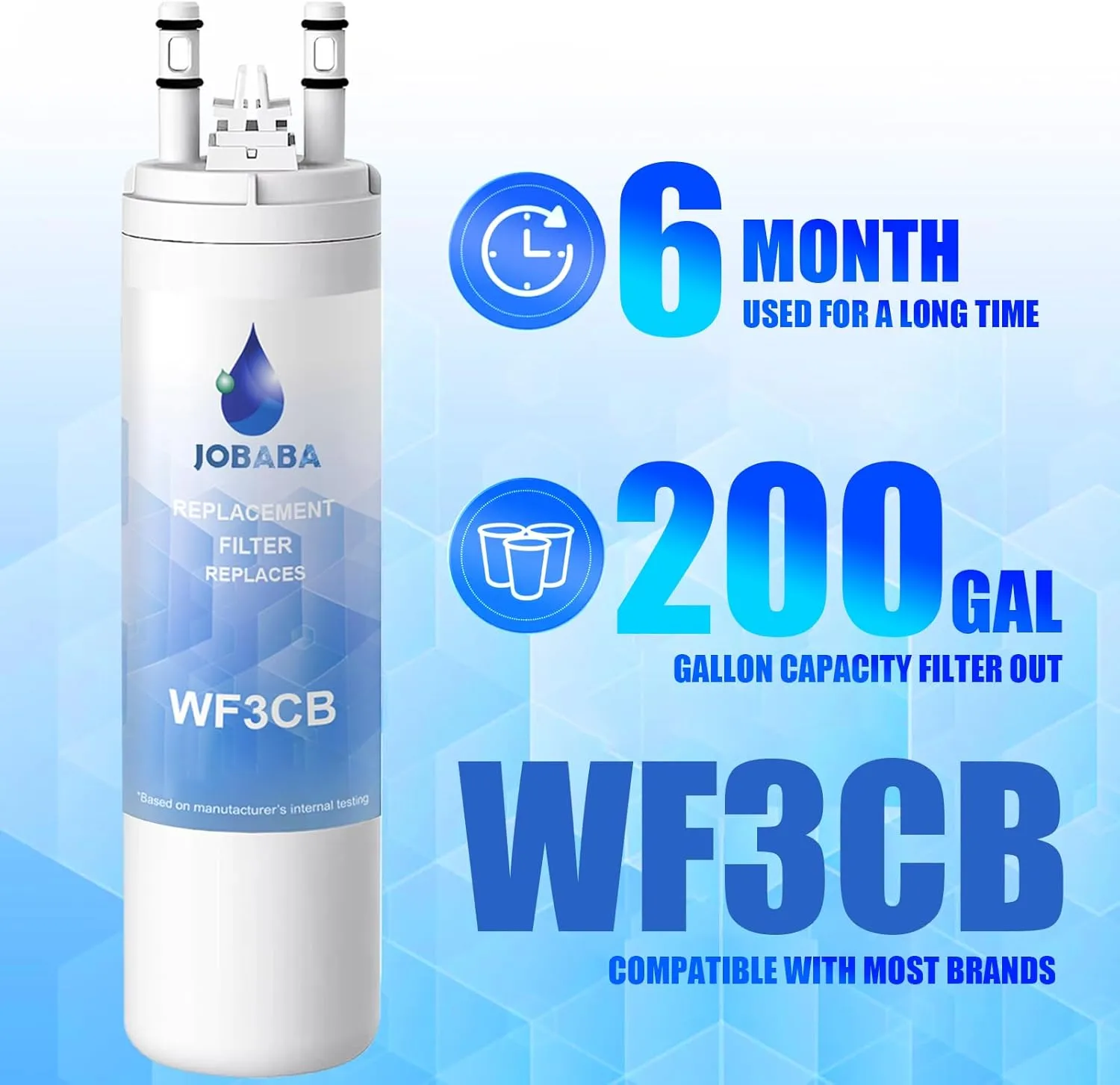 WF3CB Water Filter Replacement - Compatible with Frigidaire WF3CB, PureSource 3, 706465, 242086201, 242069601, PS3412266, AP4567491 Water Filter Replacement, Height 9 Inches, 2 Pack