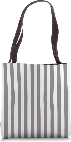 Wide Granite Gray Cabana Tent Stripe Tote Bag
