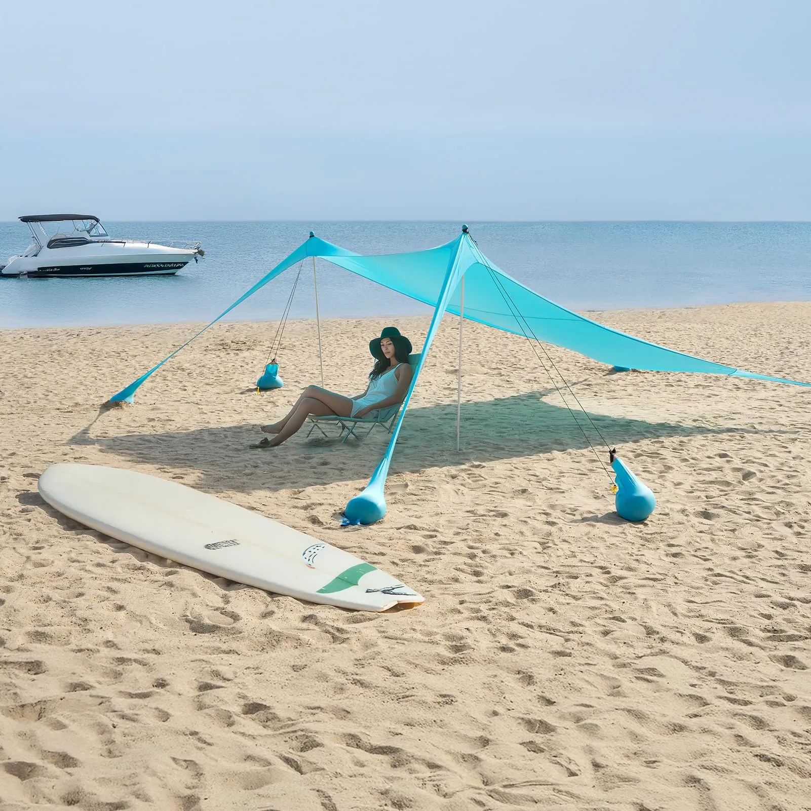 WILDPATH Beach Tent Sun Shelter 10 x 10FT, UPF 50  Protection Beach Shade Canopy with 8 Sandbags, Eazy Up Portable Canopy Tent for Beach, Camping, Fishing, Backyard