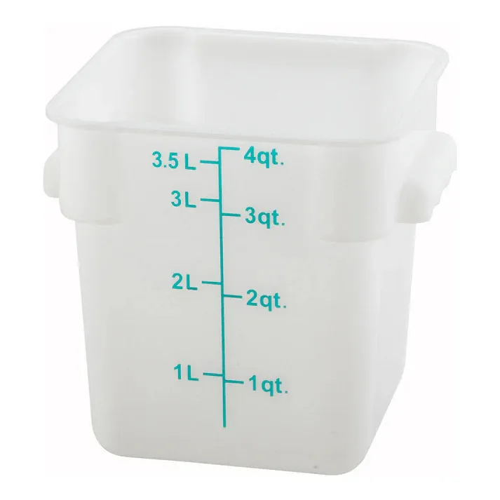 Winco Square Storage Container, White Polypropylene