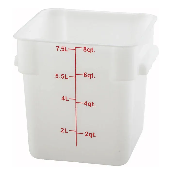 Winco Square Storage Container, White Polypropylene