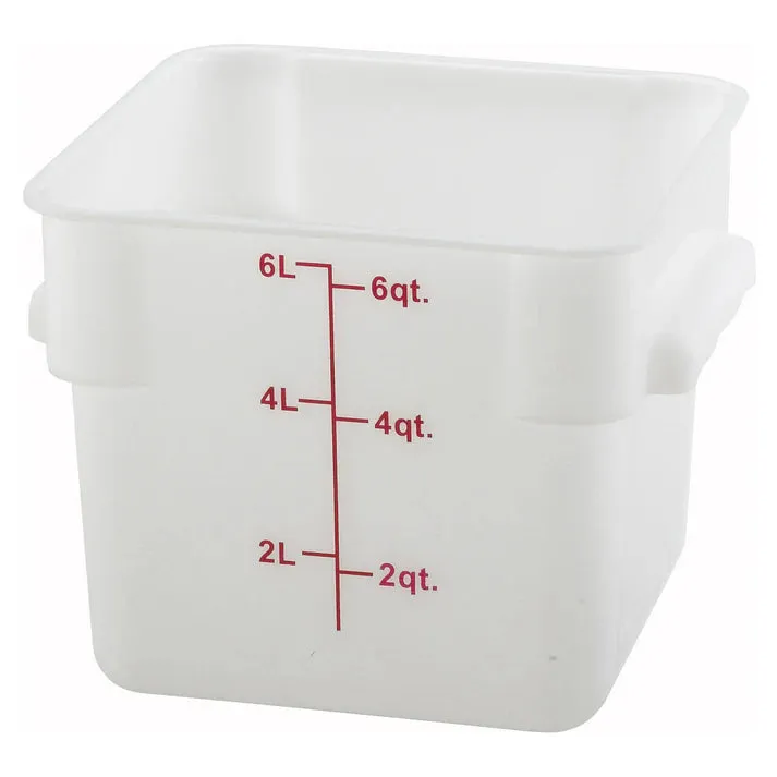 Winco Square Storage Container, White Polypropylene