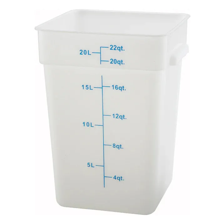 Winco Square Storage Container, White Polypropylene