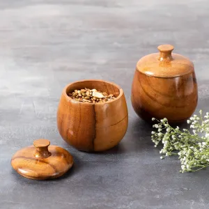 WOODEN SMALL CONTAINER FOR SAUCE || SPICE|| PICKLE || FOOD SAFE ( SET OF 2 )