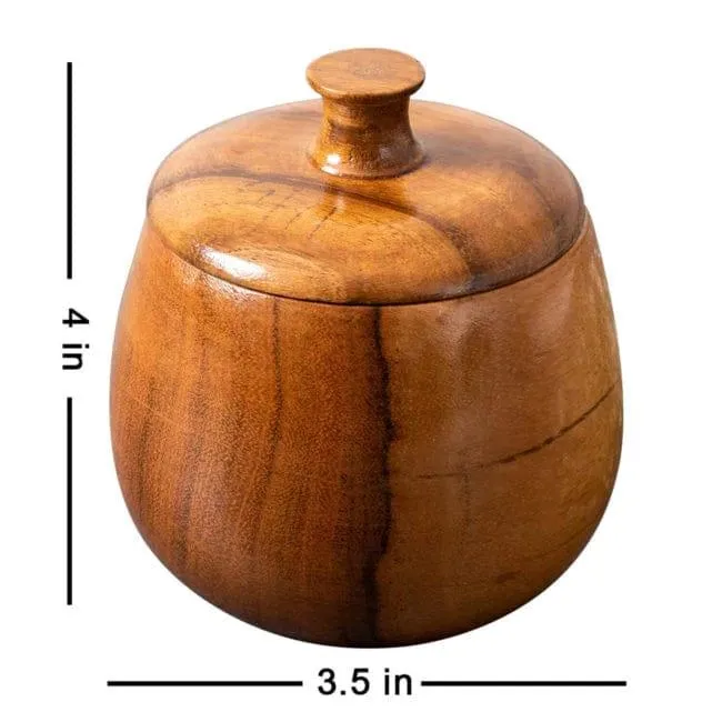WOODEN SMALL CONTAINER FOR SAUCE || SPICE|| PICKLE || FOOD SAFE ( SET OF 2 )
