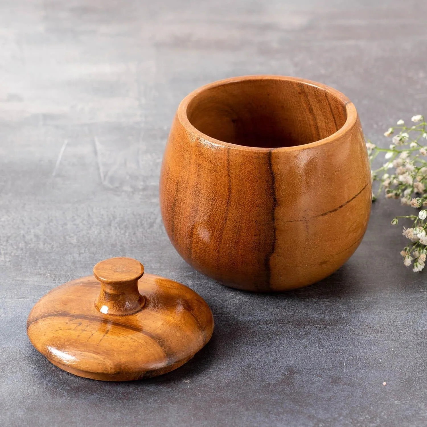 WOODEN SMALL CONTAINER FOR SAUCE || SPICE|| PICKLE || FOOD SAFE ( SET OF 2 )
