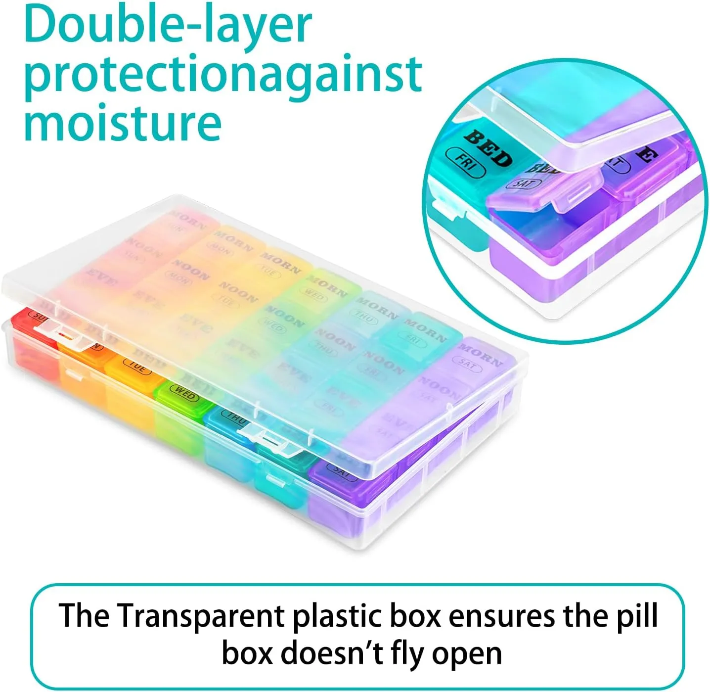 XL Large Weekly Pill Organizer 4 Times a Day, 7-Day Pill Boxes and Organizer AM PM, Big Compartments Pill Case, Monthly Medication Organizer 29 Days Dispenser for Fish Oils
