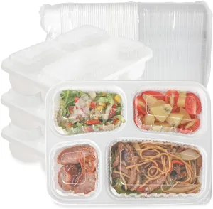 YANGRUI To Go Containers, 40 Pack 34oz White Meal Prep Container BPA Free Shrink Wrap Microwave Safe Reusable Bento Box