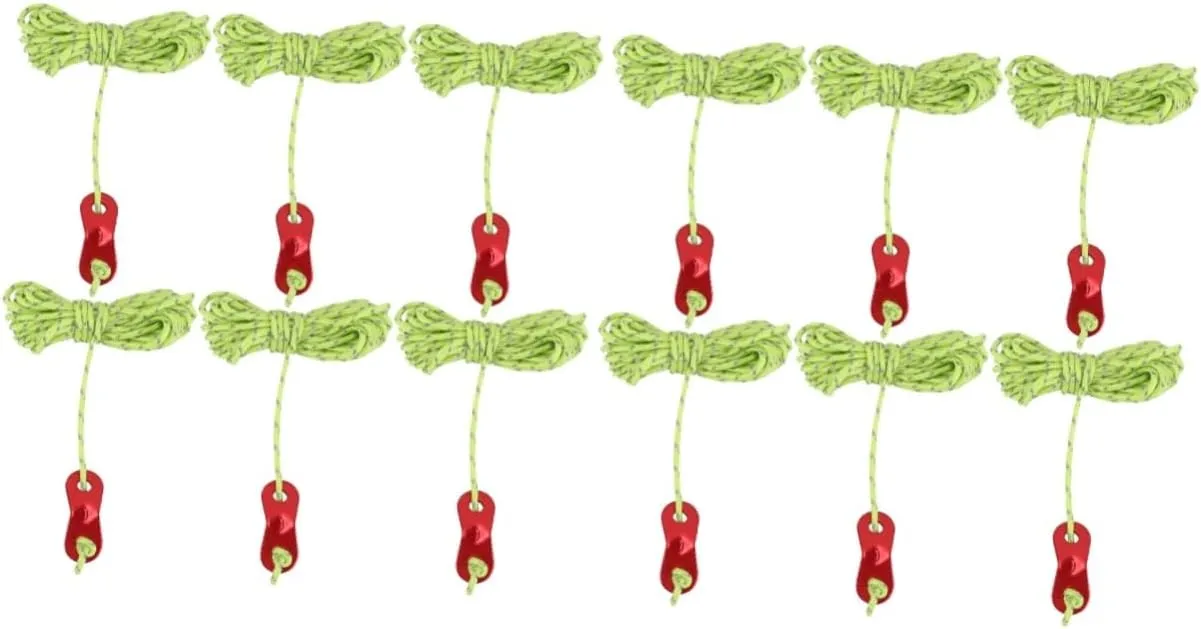 Yardwe 12 Pcs 4 Tent Canopy Pull Rope Reflective Wind Rope Camping Clothesline Nylon