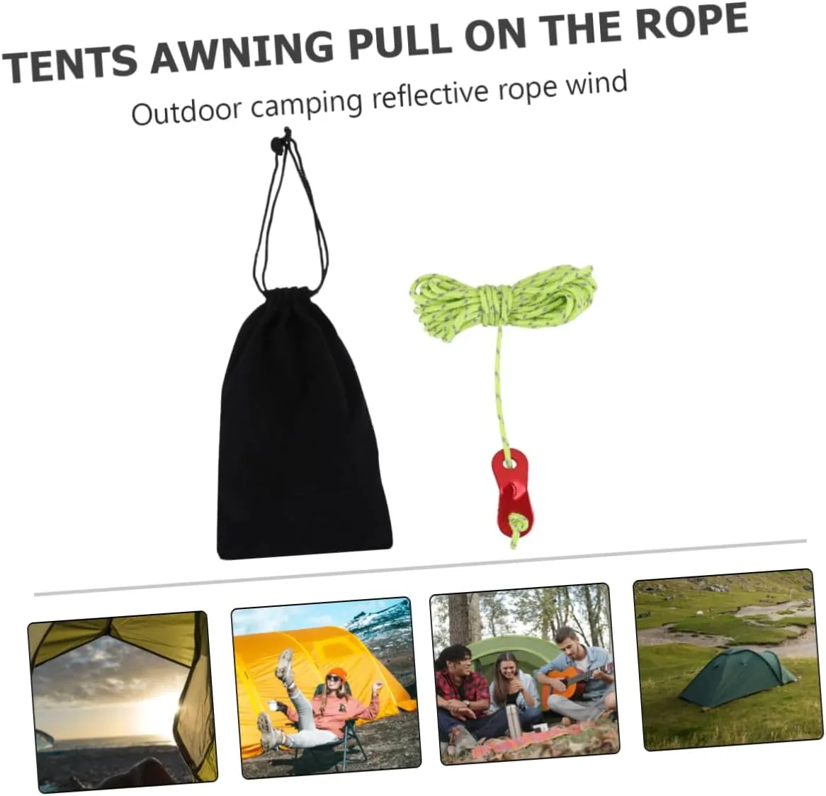 Yardwe 12 Pcs 4 Tent Canopy Pull Rope Reflective Wind Rope Camping Clothesline Nylon