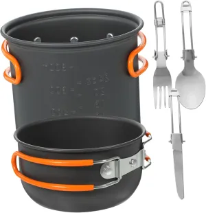 Yardwe 1set Camping Cookware Set Portable Pots and Utensils for Outdoor Cooking Lightweight Design for Camping Hiking and Fishing Essential for People