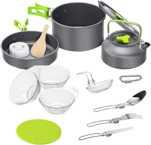 YARNOW 1 Set Portable Camping Cookware Kit Outdoor Cooking Accessories for Camping Hunting Hiking