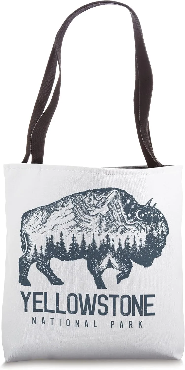 Yellowstone National Park Vintage Buffalo Bison Gift Tee Tote Bag