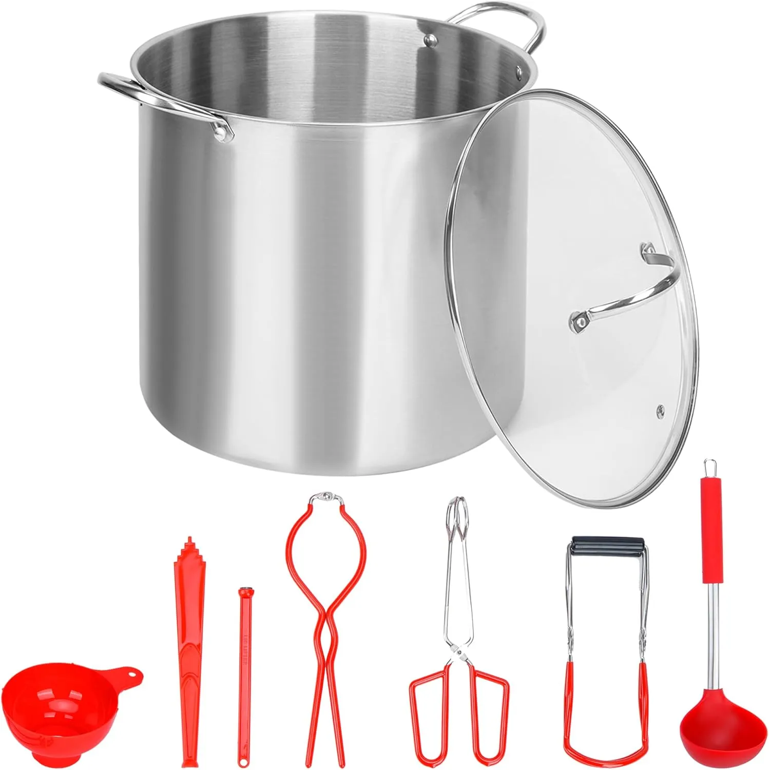 yeshine 21.5 Quart Canning Pot with Lid, Large Water Bath Canning Pot Set with Full Canning Tools Set, Stainless Steel Canner Supplies Starter Kit for Beginners for Home, Kitchen (Red)