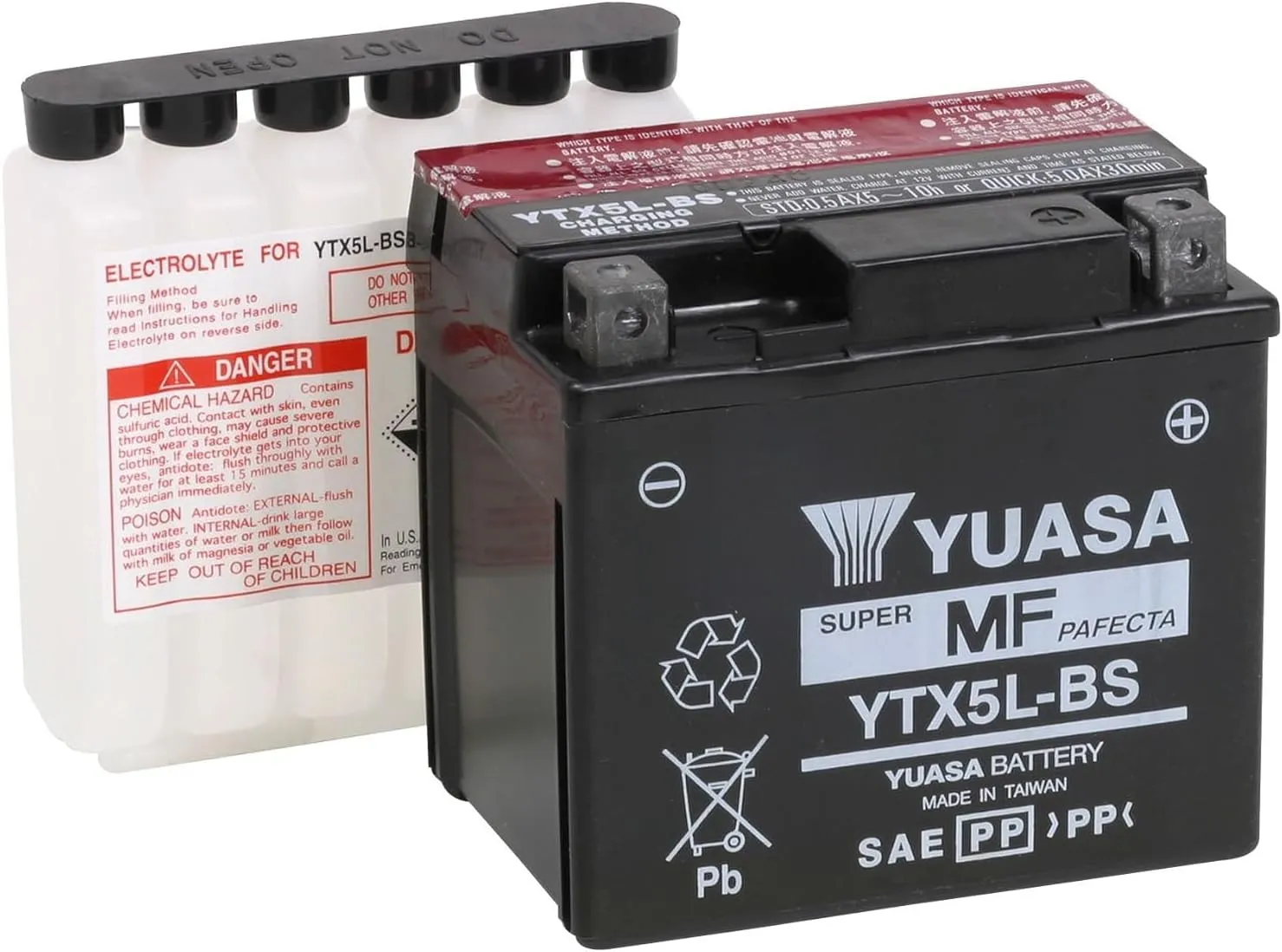 Yuasa YUAM32X5B YTX5L-BS Maintenance Free AGM Battery with Acid pack
