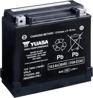Yuasa YUAM620BH-PW YTX20HL-BS-PW Maintenance Free H Series AGM Battery with Acid pack