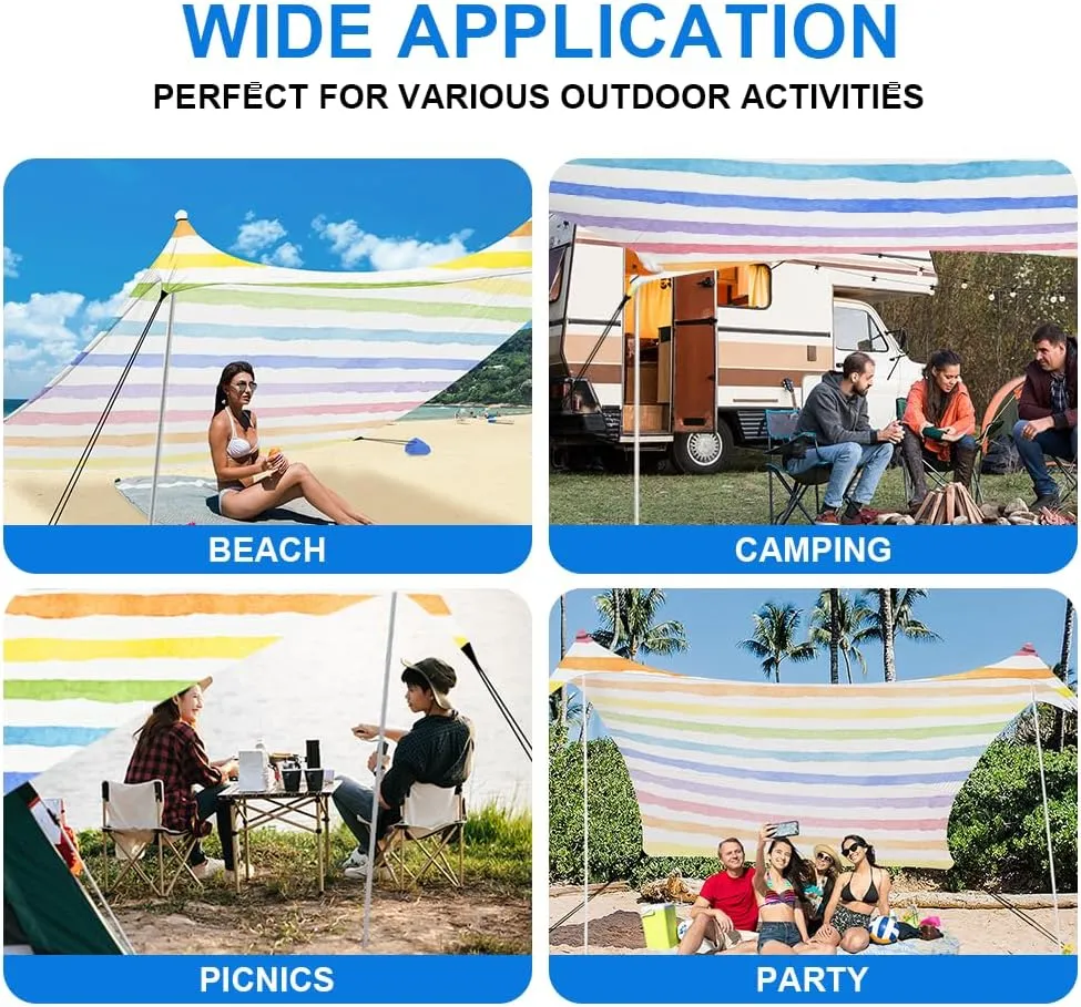 YUKIHOME Beach Tent Sun Shade Canopy Tent, UPF 50  Camping Beach Sun Shelter 7 x 7ft 2 Pole, Lightweight, Easy Set Up and Carry