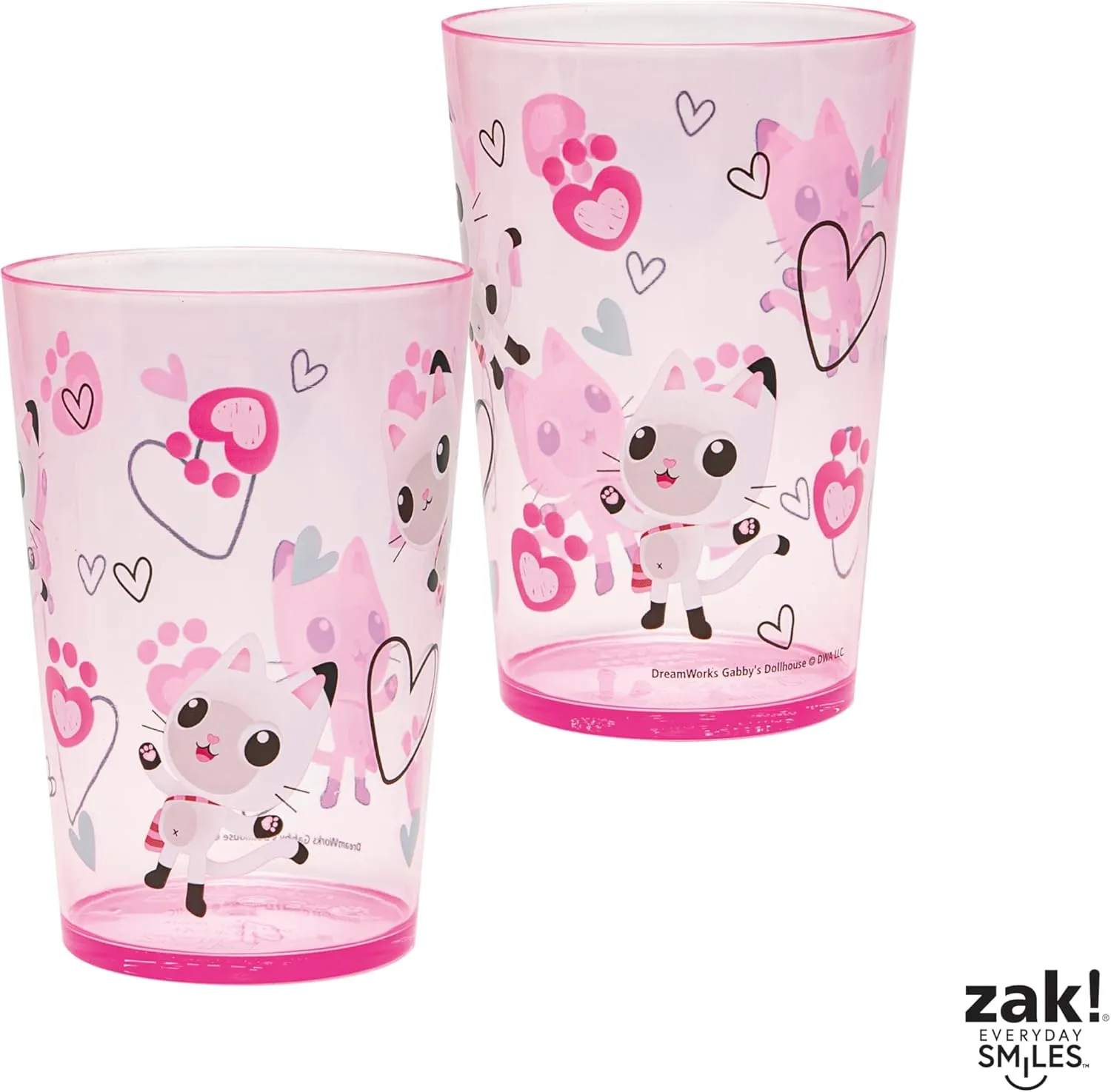 Zak Designs DreamWorks Gabby's Dollhouse Nesting Tumbler Set for At Home, 14.5oz Non-BPA Plastic Cups, 4-Pack (Gabby, Pandy Paws, Cakey Cat, Mercat, Kitty Fairy, Baby Box)