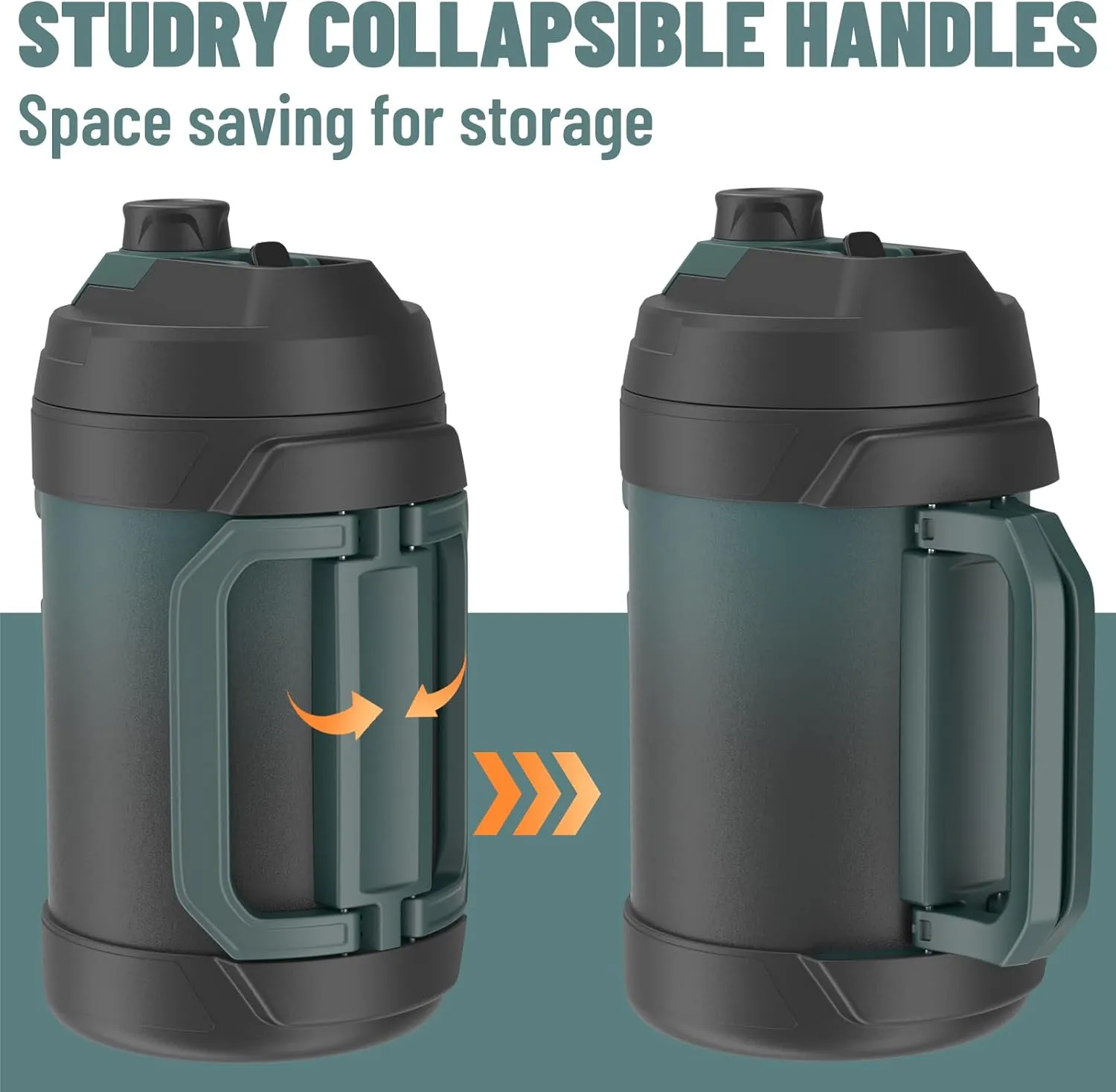 Zukro 1 Gallon Water Jug, One Gallon Large Triple Wall Insulated Metal Jug With Straw and Spout, No Sweat 128 oz Stainless Steel Sport Water Bottle Keeps Cold 48 Hours for Outdoors, Black