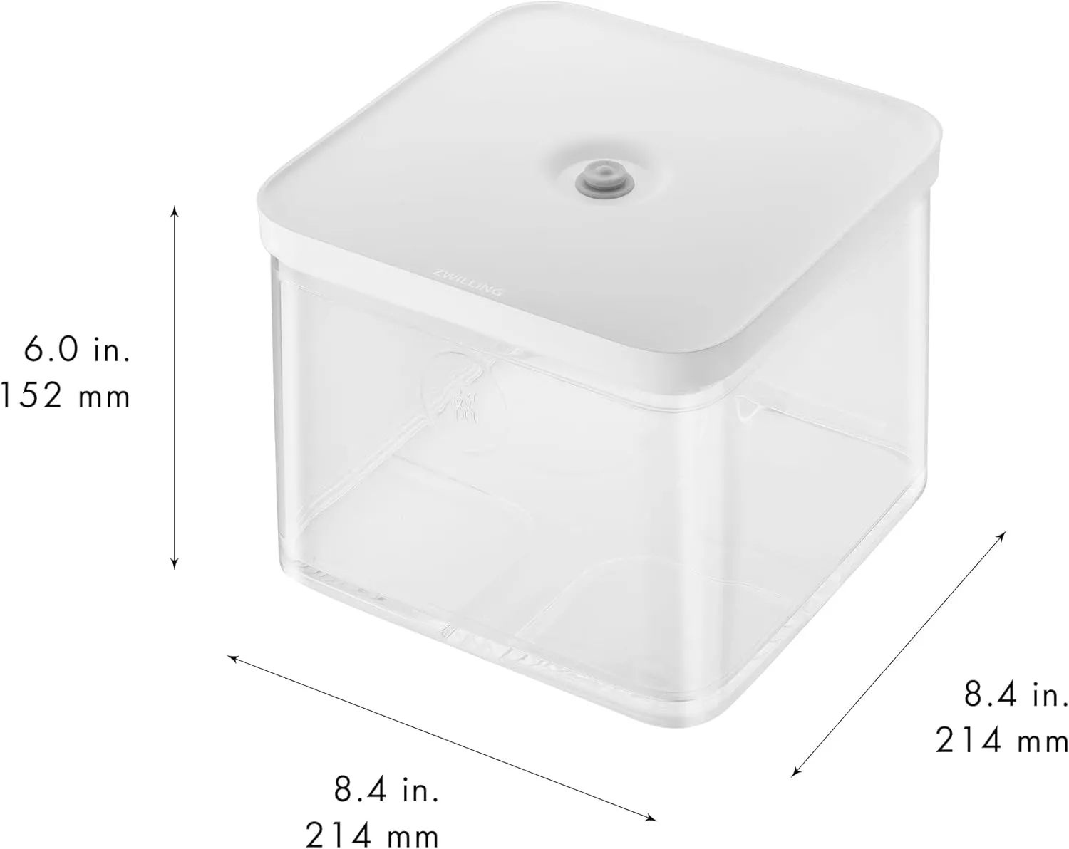 ZWILLING Fresh & Save Cube Box, Plastic, Airtight Dry Food Storage Container, Large Tall Cube, 2L Container, 4.2-qt